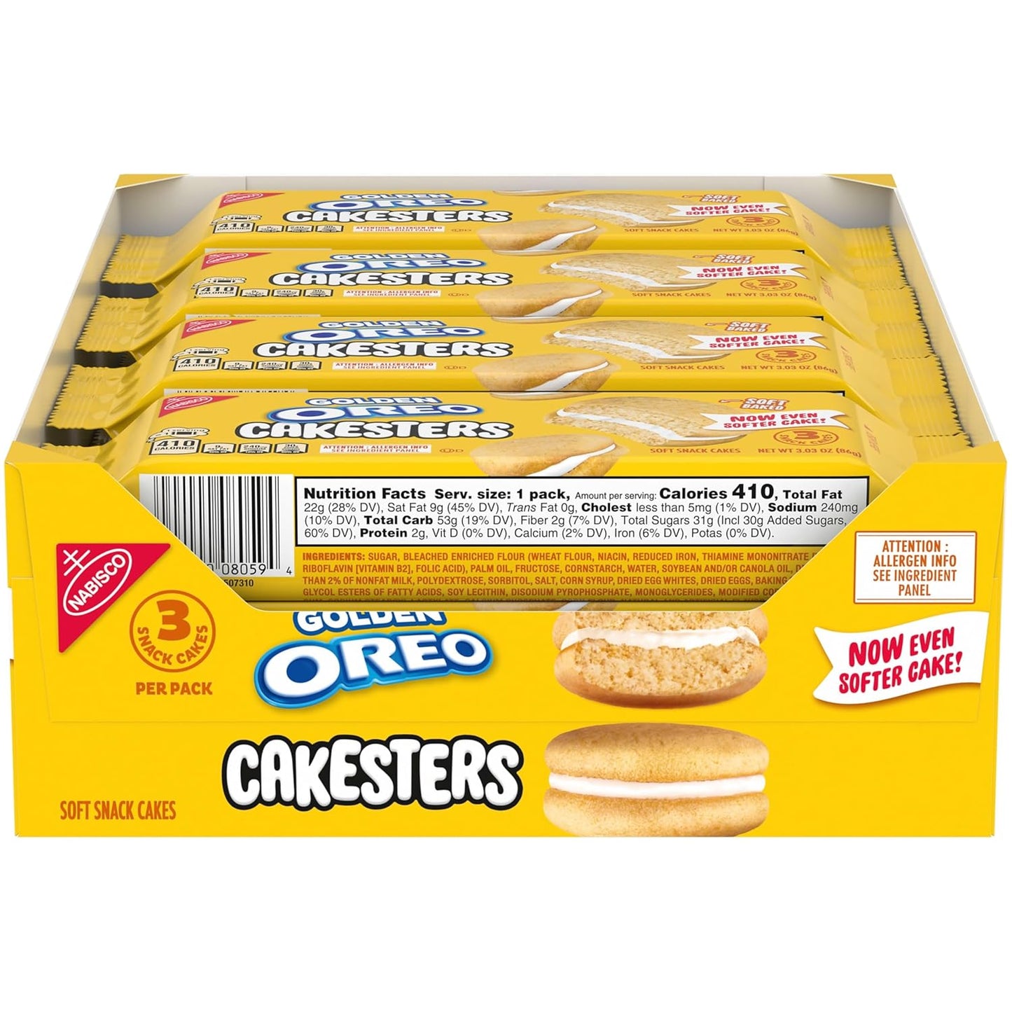 eight 3.03 oz individually wrapped snack packs totaling 24 cakesters