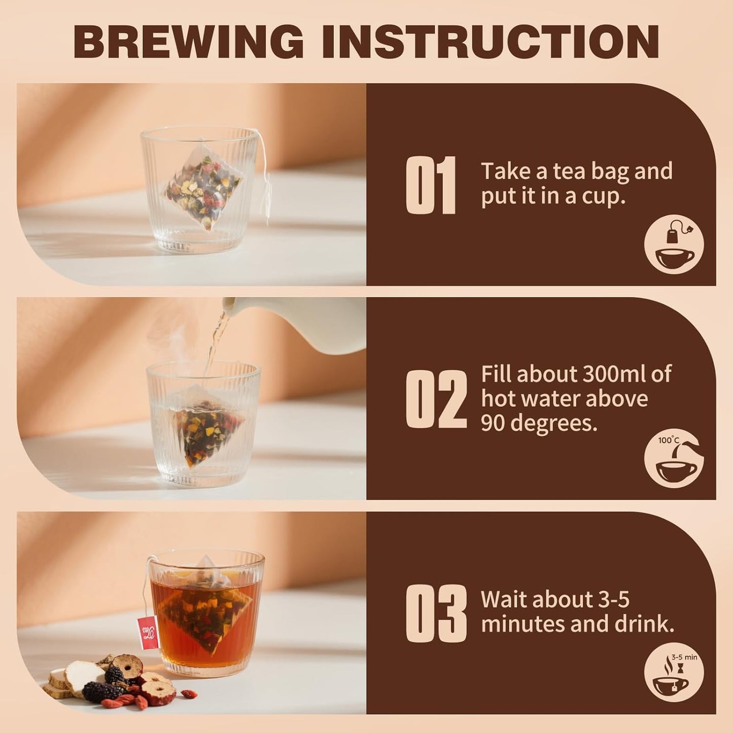 Eight Treasures Single-Origin Herbal Tea – Minimalist Pantry Staple for Clean Daily Wellness, 30 Sealed Bags