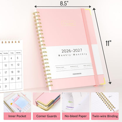 elastic closure strap and inner pocket for storing loose papers