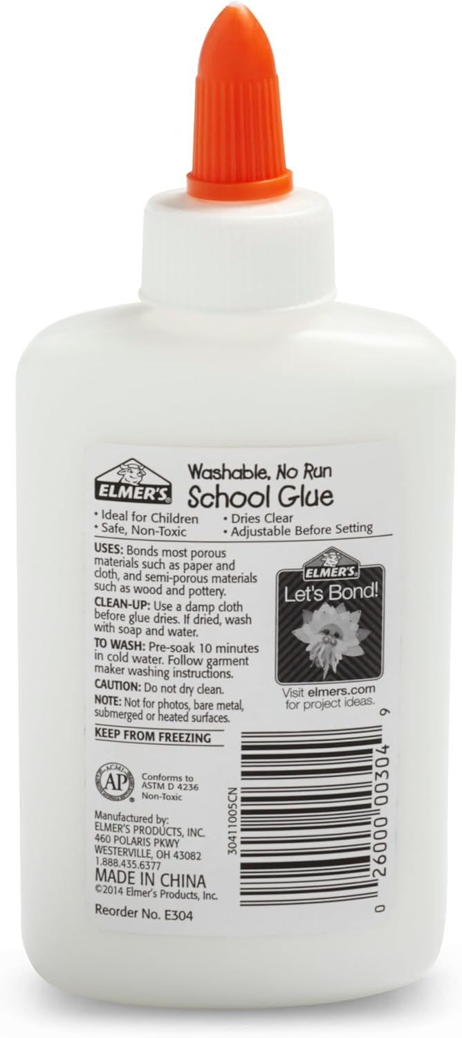 Elmer's Washable School Glue – Quick-Set Clear Adhesive for After-School Craft Centers and Lessons