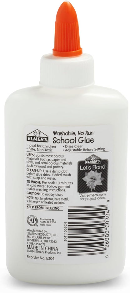 Elmer's Washable School Glue – Quick-Set Clear Adhesive for After-School Craft Centers and Lessons