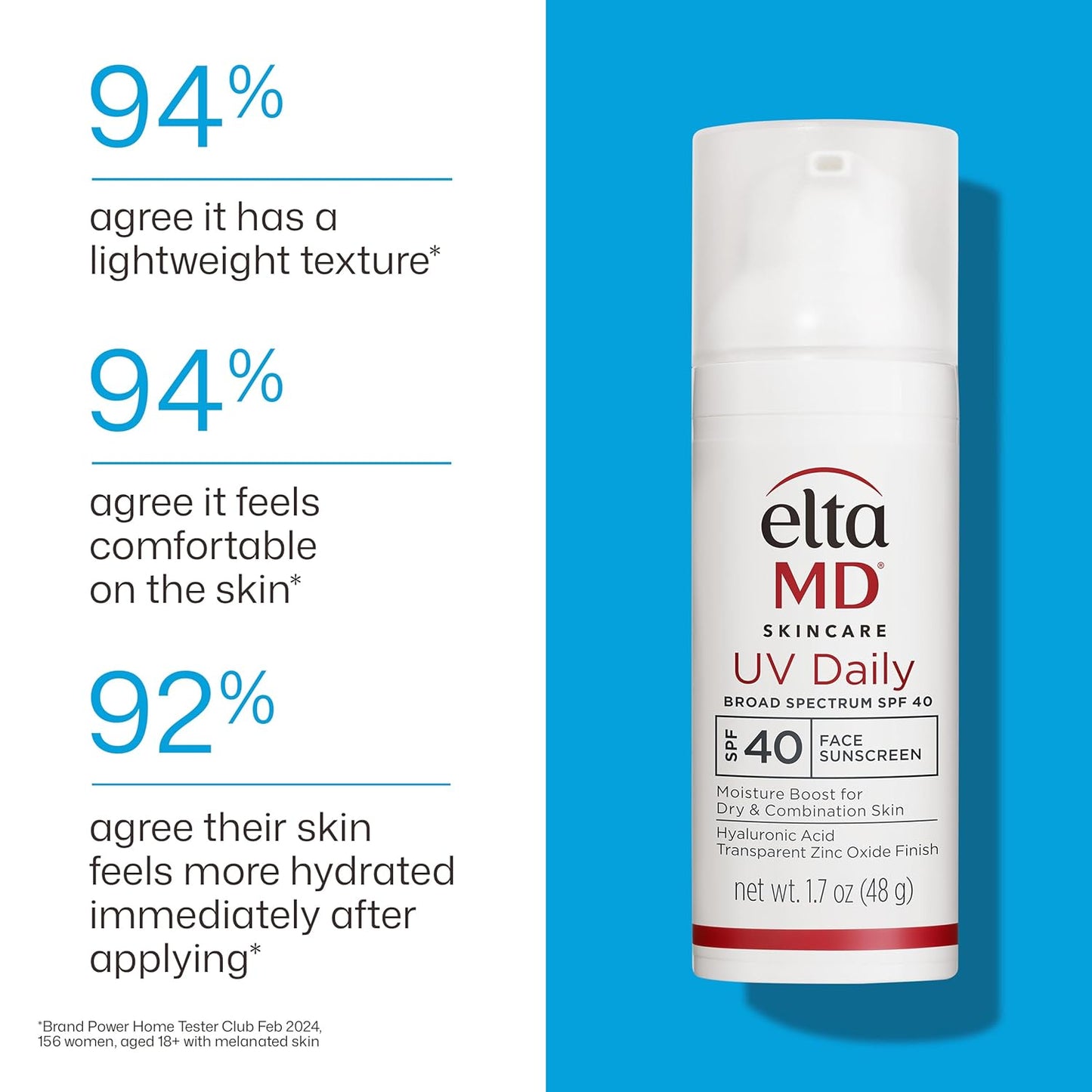 EltaMD UV Daily Hydration+ – Elevated Skincare with Zinc Oxide & Hyaluronic Acid, Tinted or Untinted