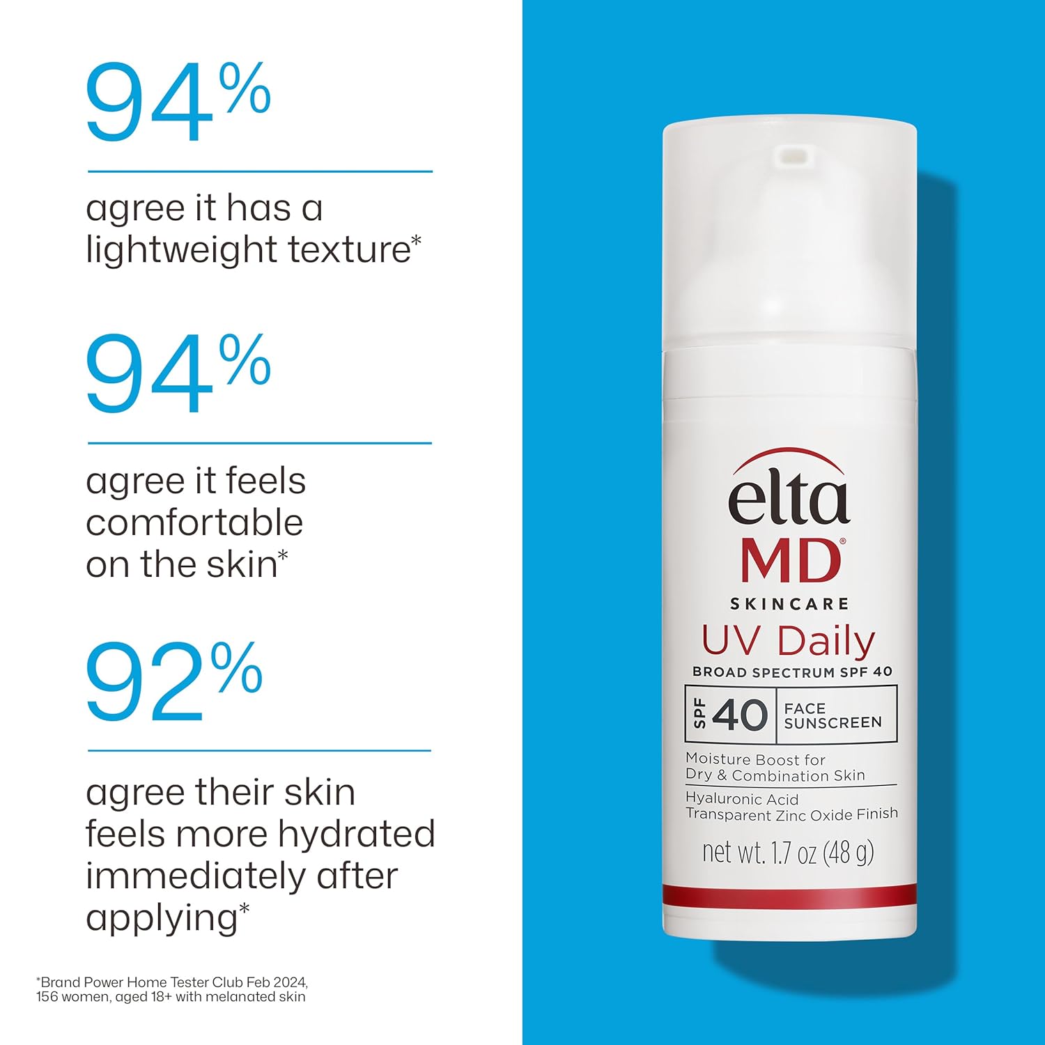 EltaMD UV Daily Hydration+ – Elevated Skincare with Zinc Oxide & Hyaluronic Acid, Tinted or Untinted
