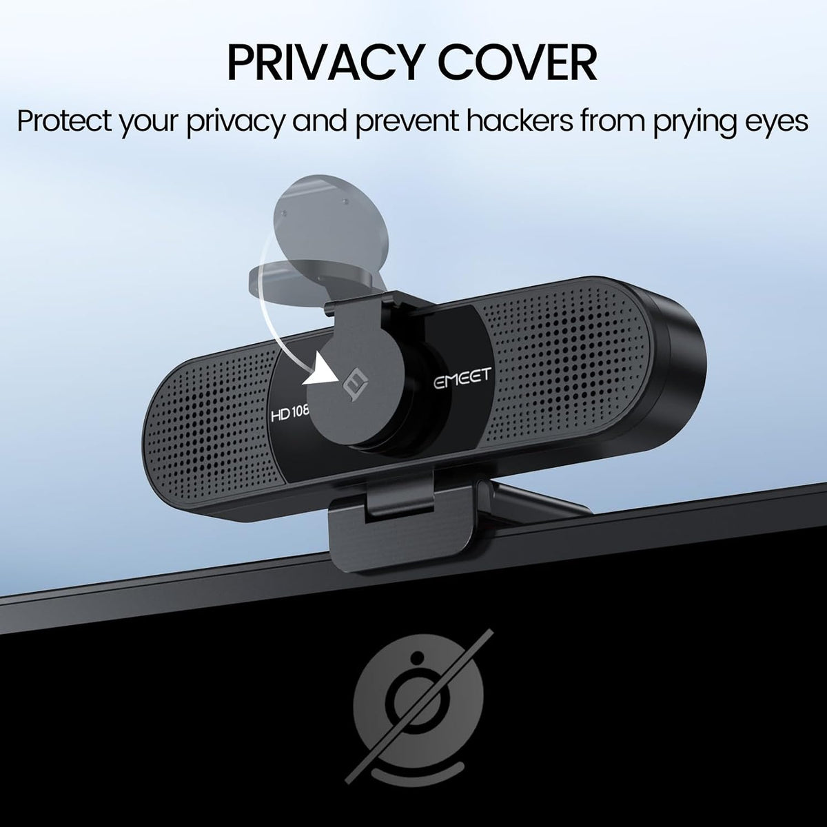 EMEET C960 1080P Webcam with Privacy Cover, Safe Choice for Children's Study Desk and Bedroom Setup