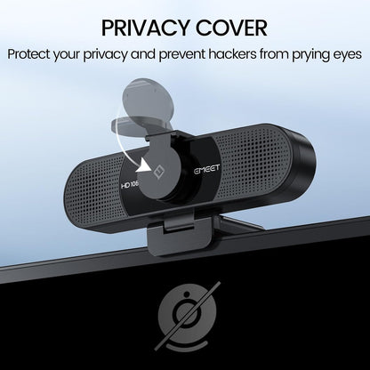 EMEET C960 1080P Webcam with Privacy Cover, Safe Choice for Children's Study Desk and Bedroom Setup