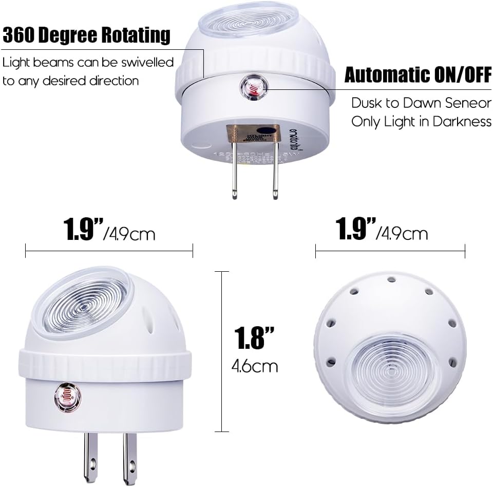 Emotionlite Plug-in Night Light – Cozy Bedroom Accent Lighting, 2700K Warm White Glow, 360° Rotating Head for Layered Ambiance