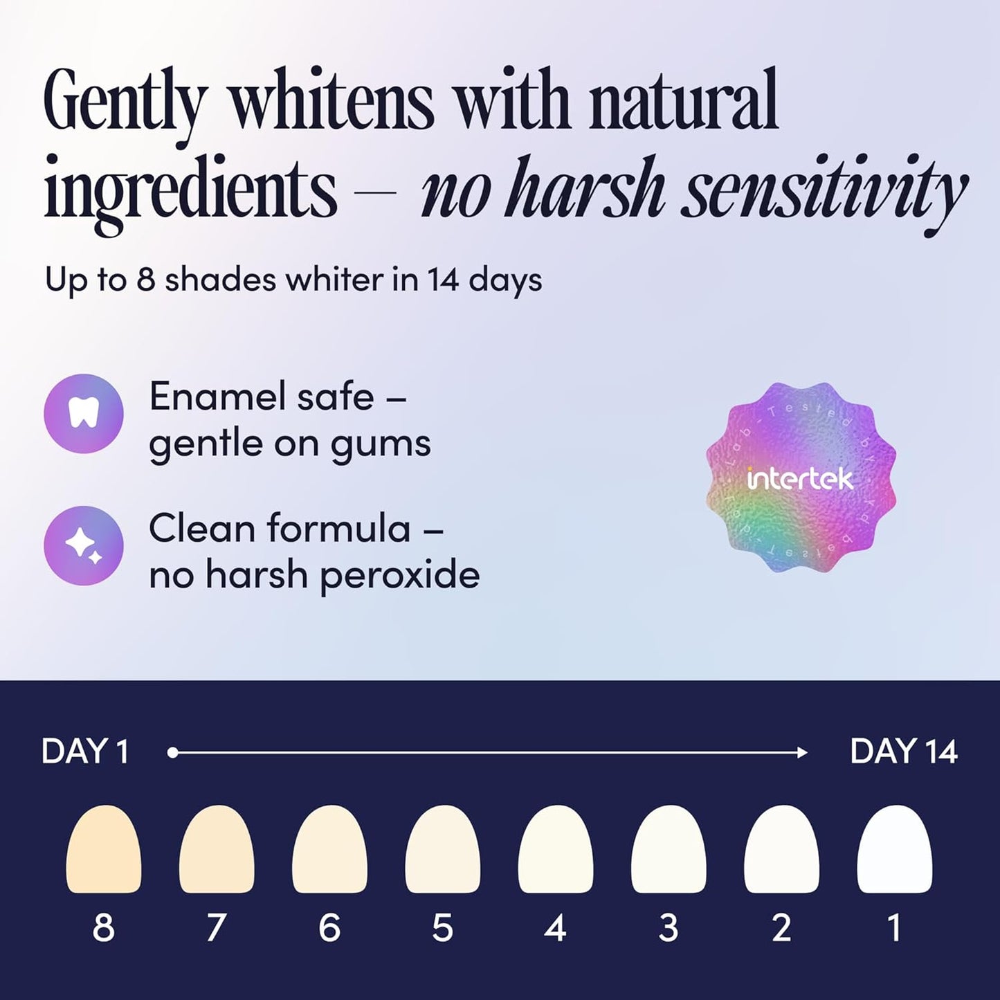 enamel-safe botanical blend including aloe vera, coconut oil, and green tea extract
