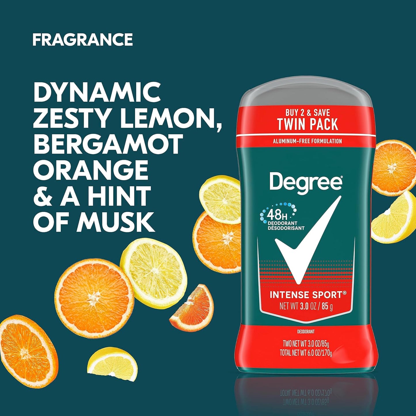energizing intense sport scent with lemon, bergamot orange, and musk notes