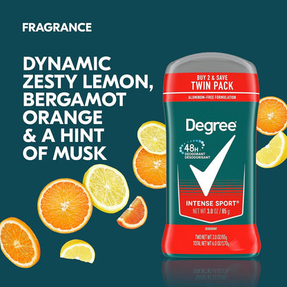 energizing intense sport scent with lemon, bergamot orange, and musk notes
