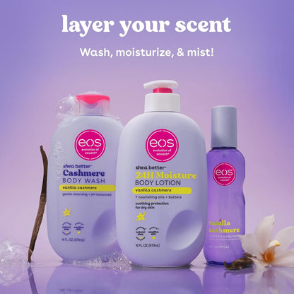eos Cashmere Body Wash – Vanilla Cashmere Hydrating Gel for Nightly Bath Ritual, pH-Balanced Sensitive Skin Cleanser