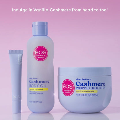 eos Cashmere Whipped Oil Body Butter Vanilla Cashmere – Premium Whipped Body Cream for Dry Skin with Elevated Vanity Presentation
