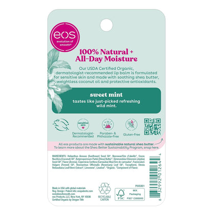 eos Natural Organic Lip Balm Sticks - Vanilla Bean, Clean Beauty Ritual for Bathroom & Desk, Dermatologist-Recommended Hydration