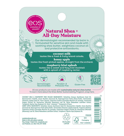 eos Natural Shea Lip Balm 3 Flavor Set – Affordable Valentine's Day and Galentine's Gift Idea for the Lip Care Lover in Your Life