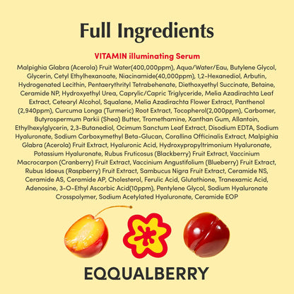 EQQUALBERRY Vitamin Illuminating Serum — Compact 1.01 fl oz Dropper for a Minimalist Bathroom Counter