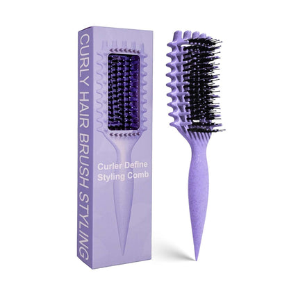 ergonomic bristle layout for even hair separation and curl shaping