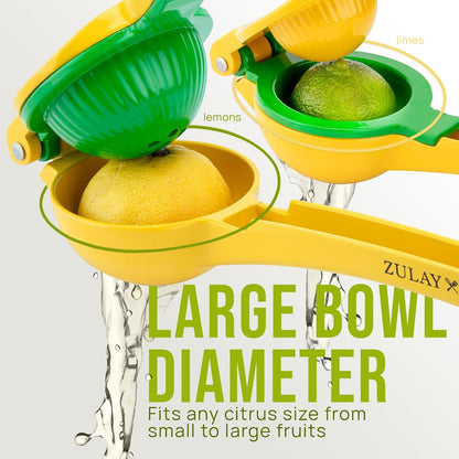 ergonomic leverage handle that requires only a soft squeeze to extract juice