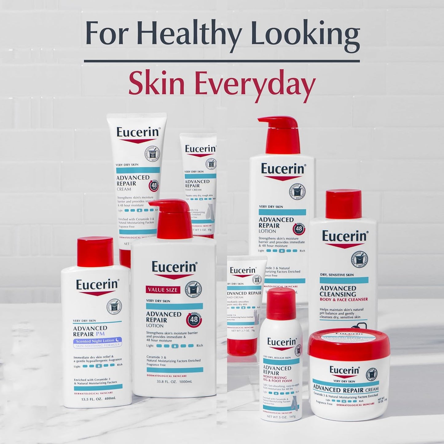 Eucerin Advanced Repair Cleanser – Gentle Body and Face Wash for Evening Self-Care Routine