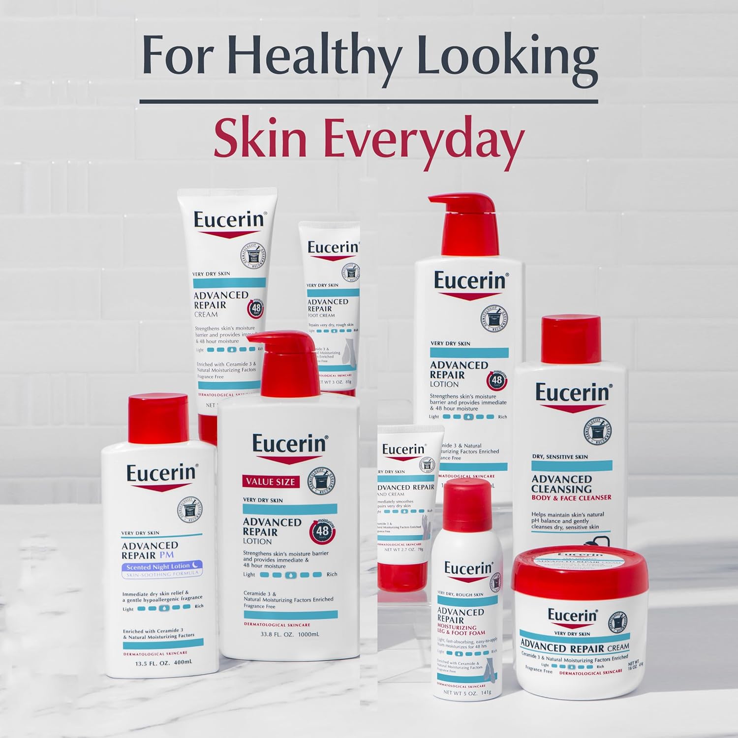 Eucerin Advanced Repair Cleanser – Gentle Body and Face Wash for Evening Self-Care Routine