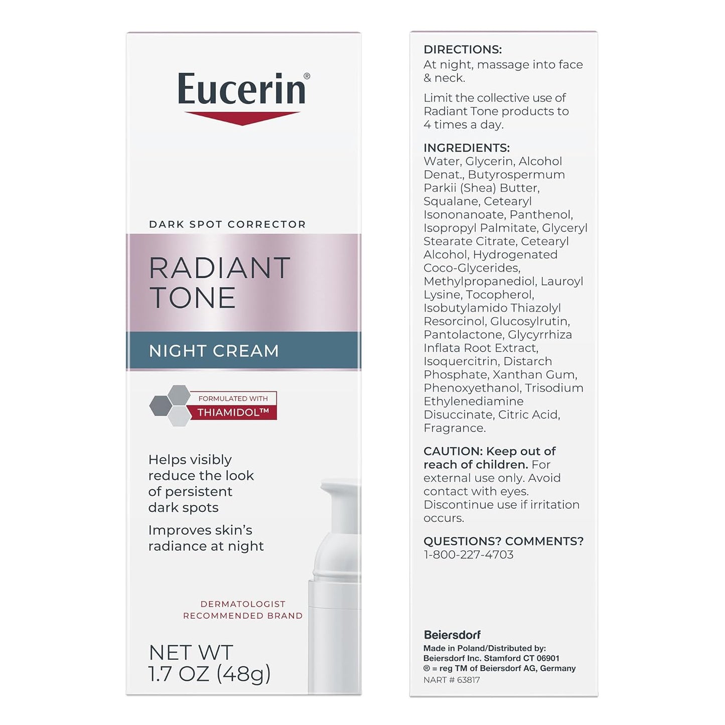Eucerin Dark Spot Night Treatment – Minimalist Formula with Thiamidol, One-Step Skin Tone Solution