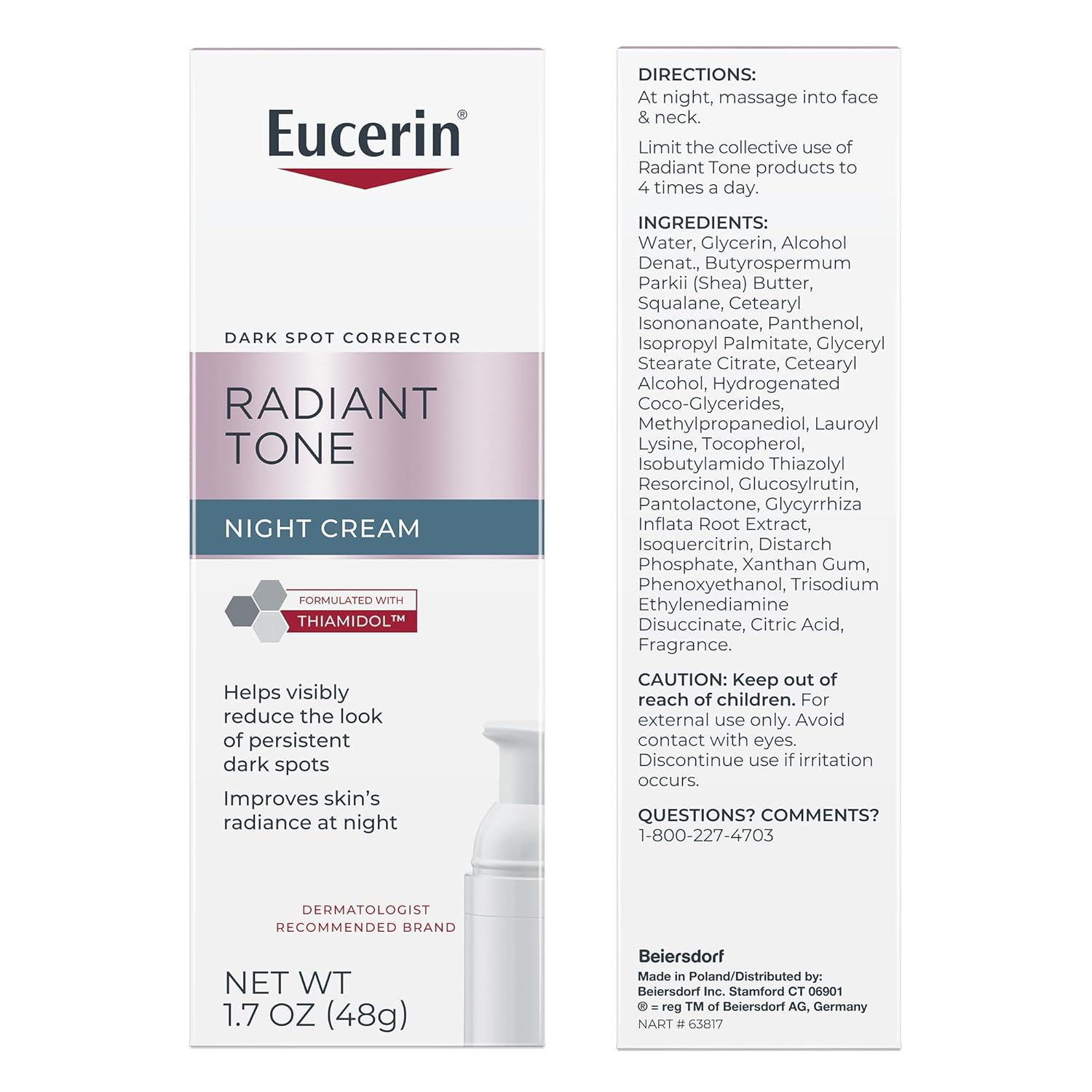 Eucerin Dark Spot Night Treatment – Minimalist Formula with Thiamidol, One-Step Skin Tone Solution