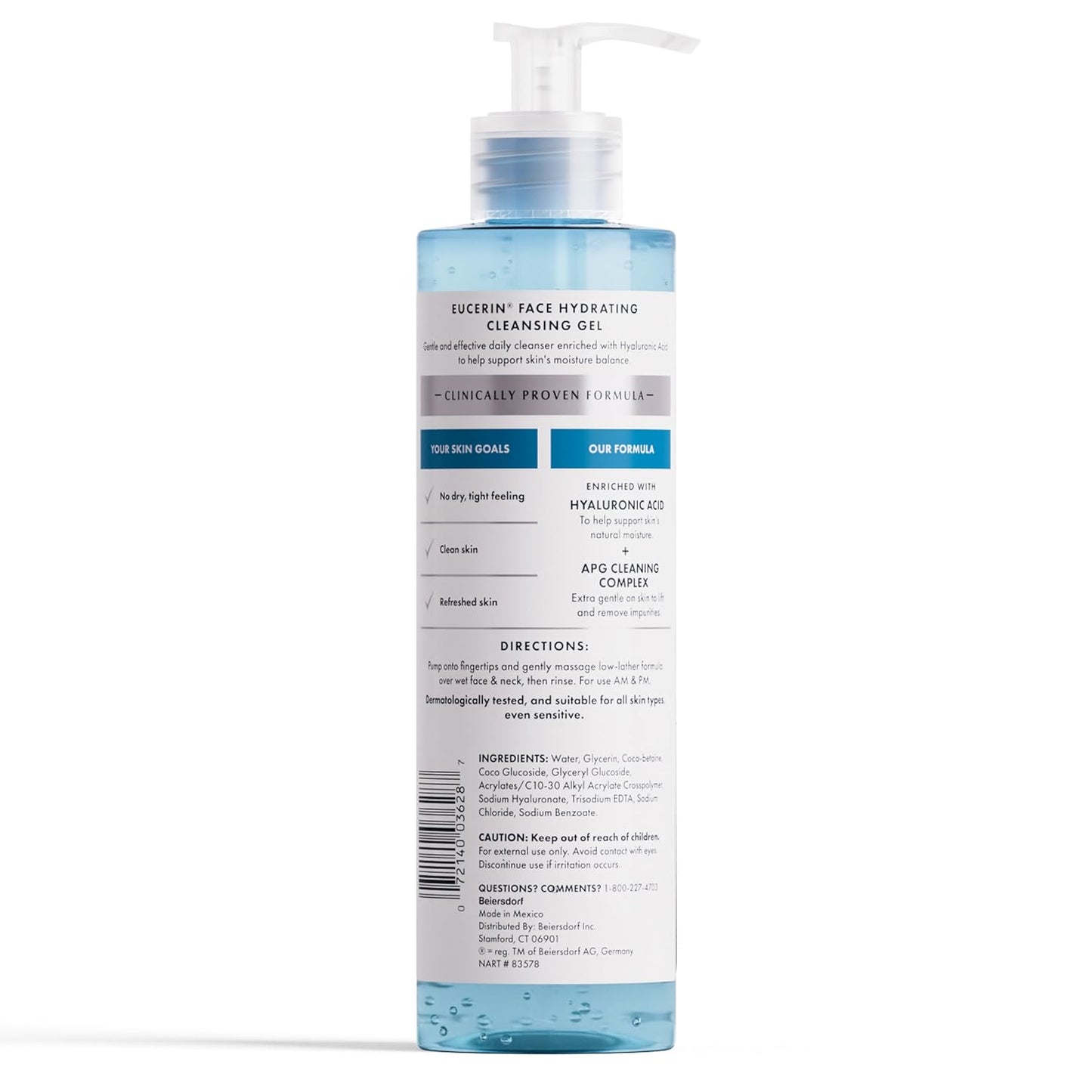 Eucerin Fragrance-Free Face Gel – Hypoallergenic Daily Cleanser Safe for Reactive Skin