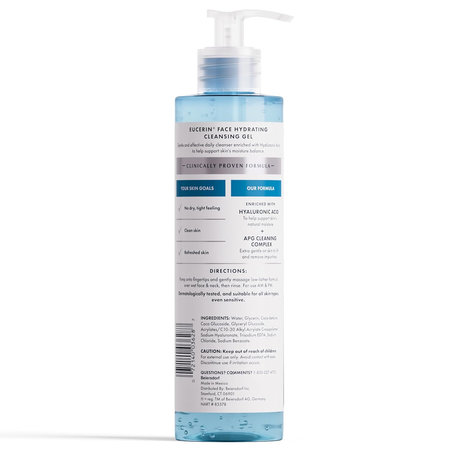 Eucerin Fragrance-Free Face Gel – Hypoallergenic Daily Cleanser Safe for Reactive Skin
