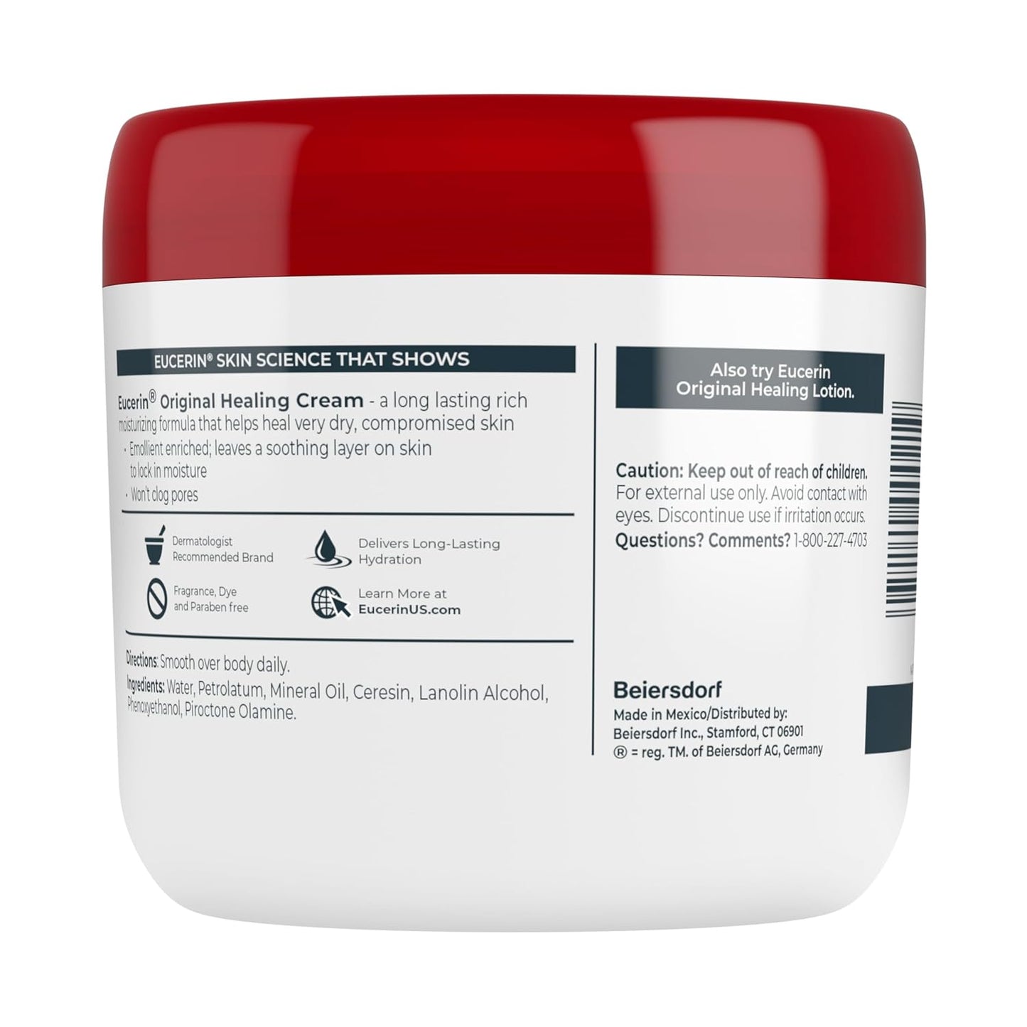Eucerin Original Healing Cream – Safe Body Cream for Family Use with Extremely Dry Skin Needs