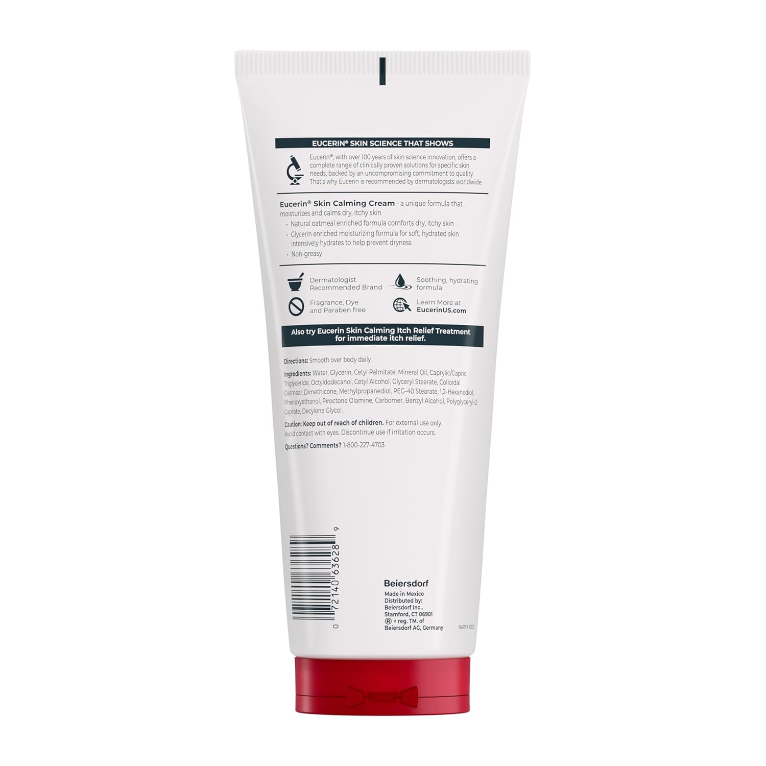 Eucerin Skin Calming Cream - Post-Shower Moisturizer for Eczema-Prone Skin Wellness Routine, 14 oz. Tube