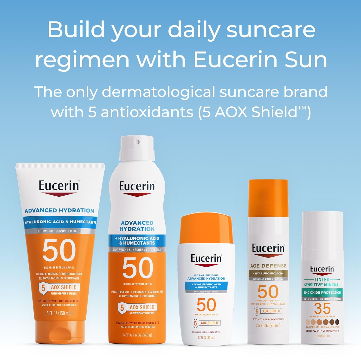 Eucerin Sun Advanced Hydration SPF 50 – 80-Minute Water-Resistant Sun Protection for Active Days