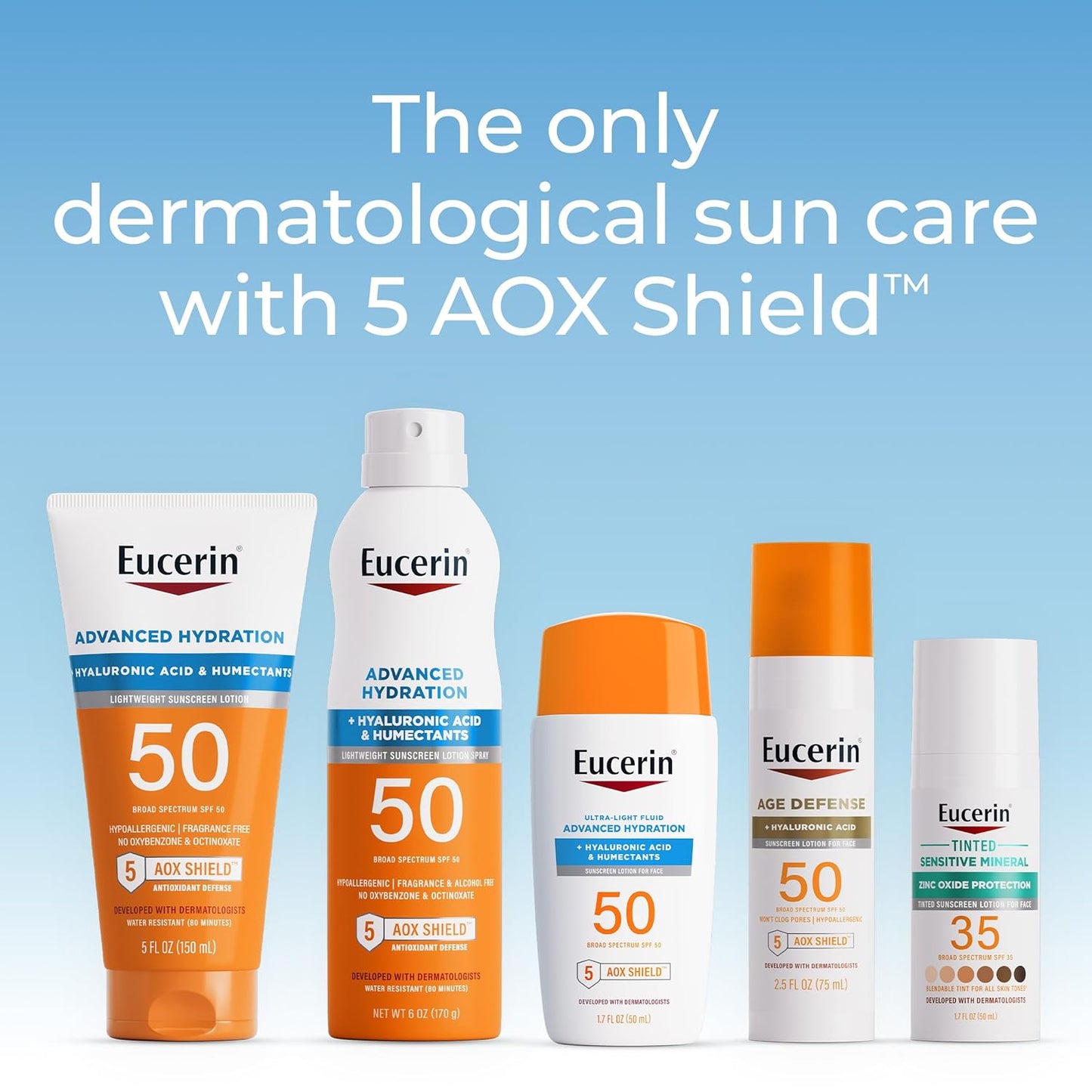 Eucerin Sun Advanced Hydration SPF 50 – Wellness Skincare Staple for Sensitive Skin, Antioxidant Daily Sunscreen with Hyaluronic Acid