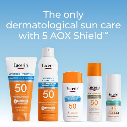 Eucerin Sun Advanced Hydration SPF 50 – Wellness Skincare Staple for Sensitive Skin, Antioxidant Daily Sunscreen with Hyaluronic Acid