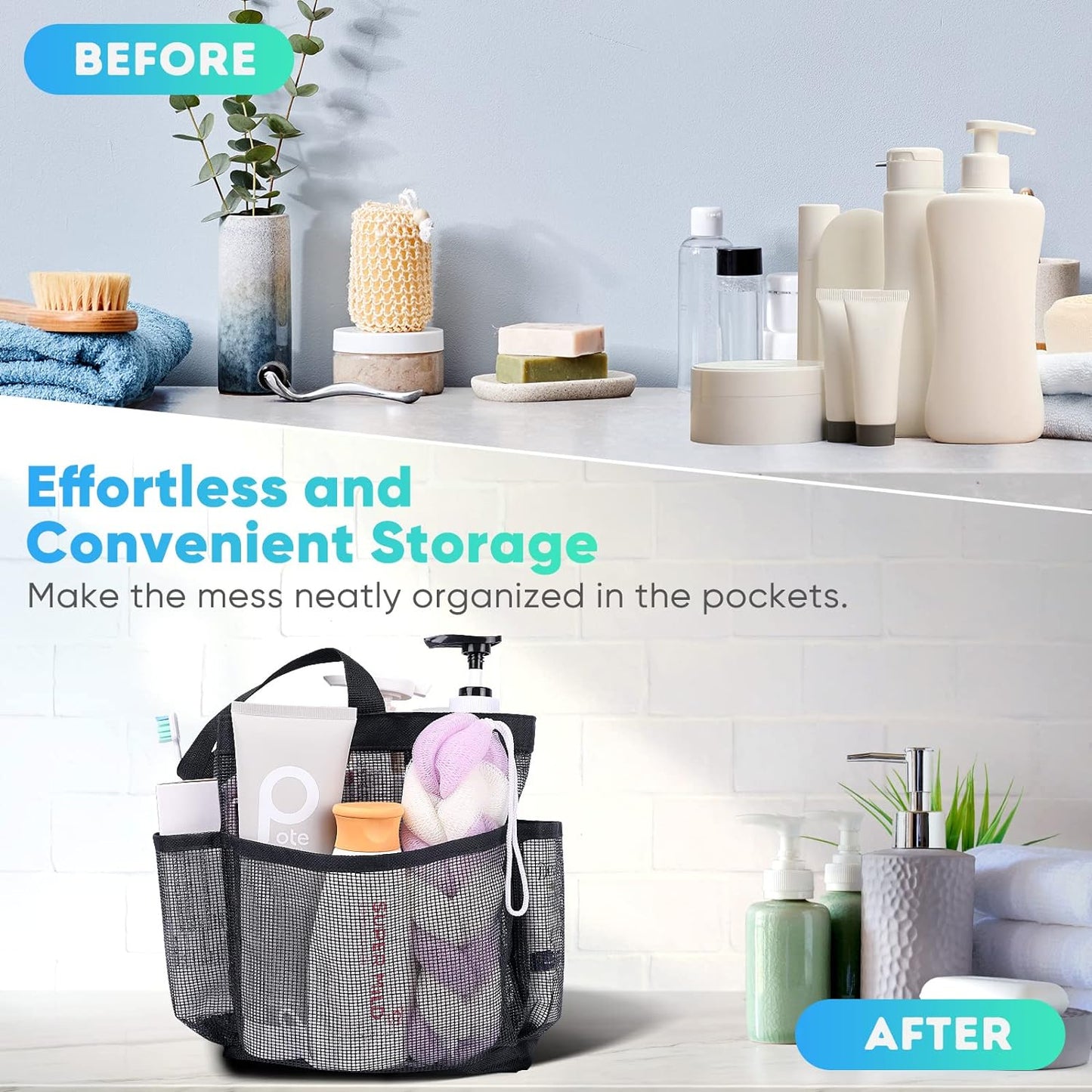 EUDELE Mesh Shower Caddy Portable – Rugged Outdoor Shower Organizer for Camping Trips and Beach Days