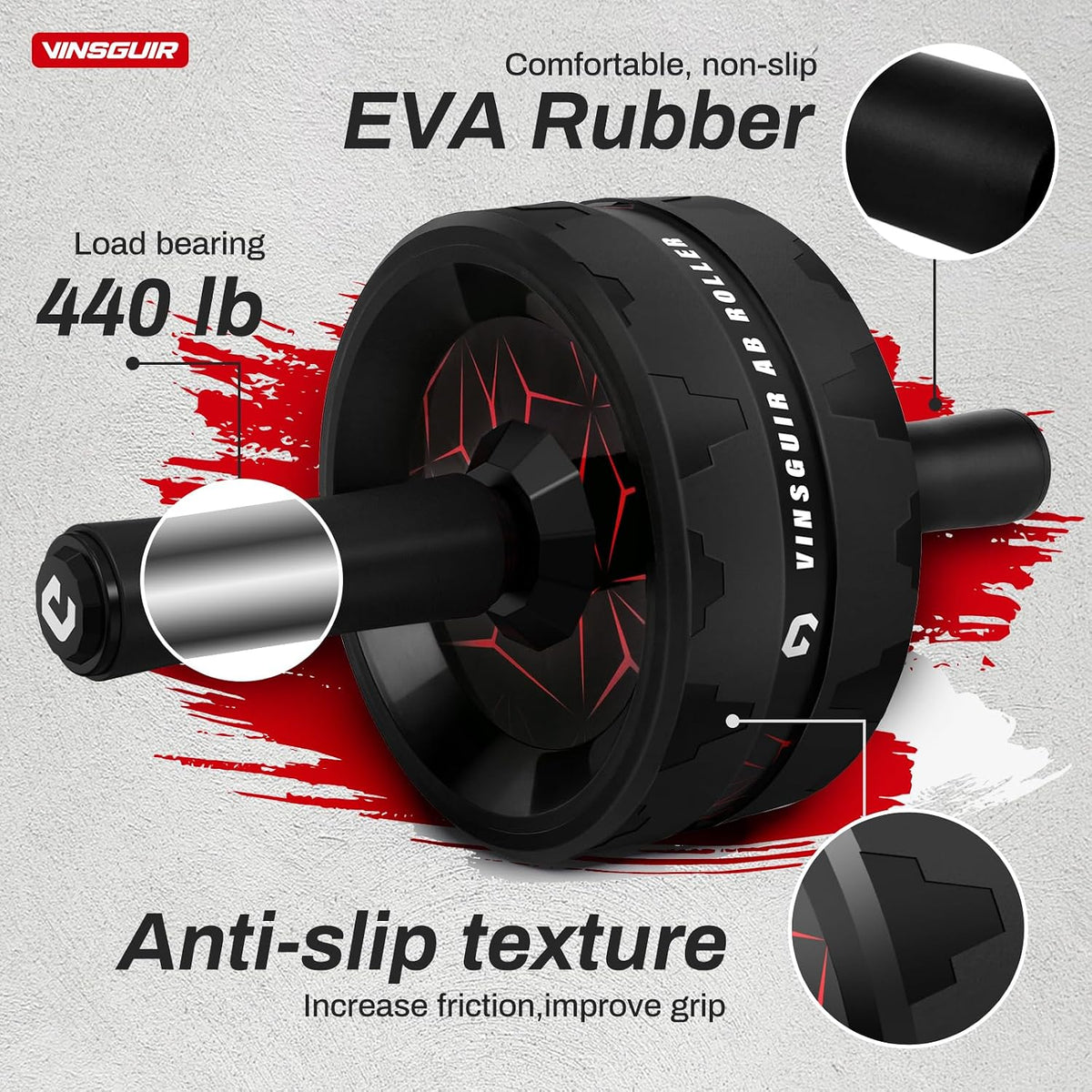 eva rubber-cotton nonslip handles for secure grip during planks and rolls