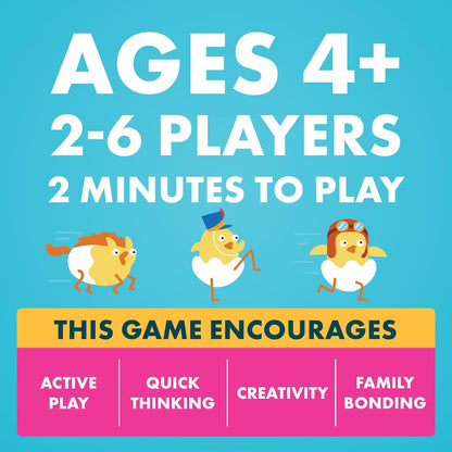 Exploding Kittens Hurry Up Chicken Butt Card Game – Screen-Free Active Play for Kids Ages 4-8, Playroom and Bedroom Floor Favorite