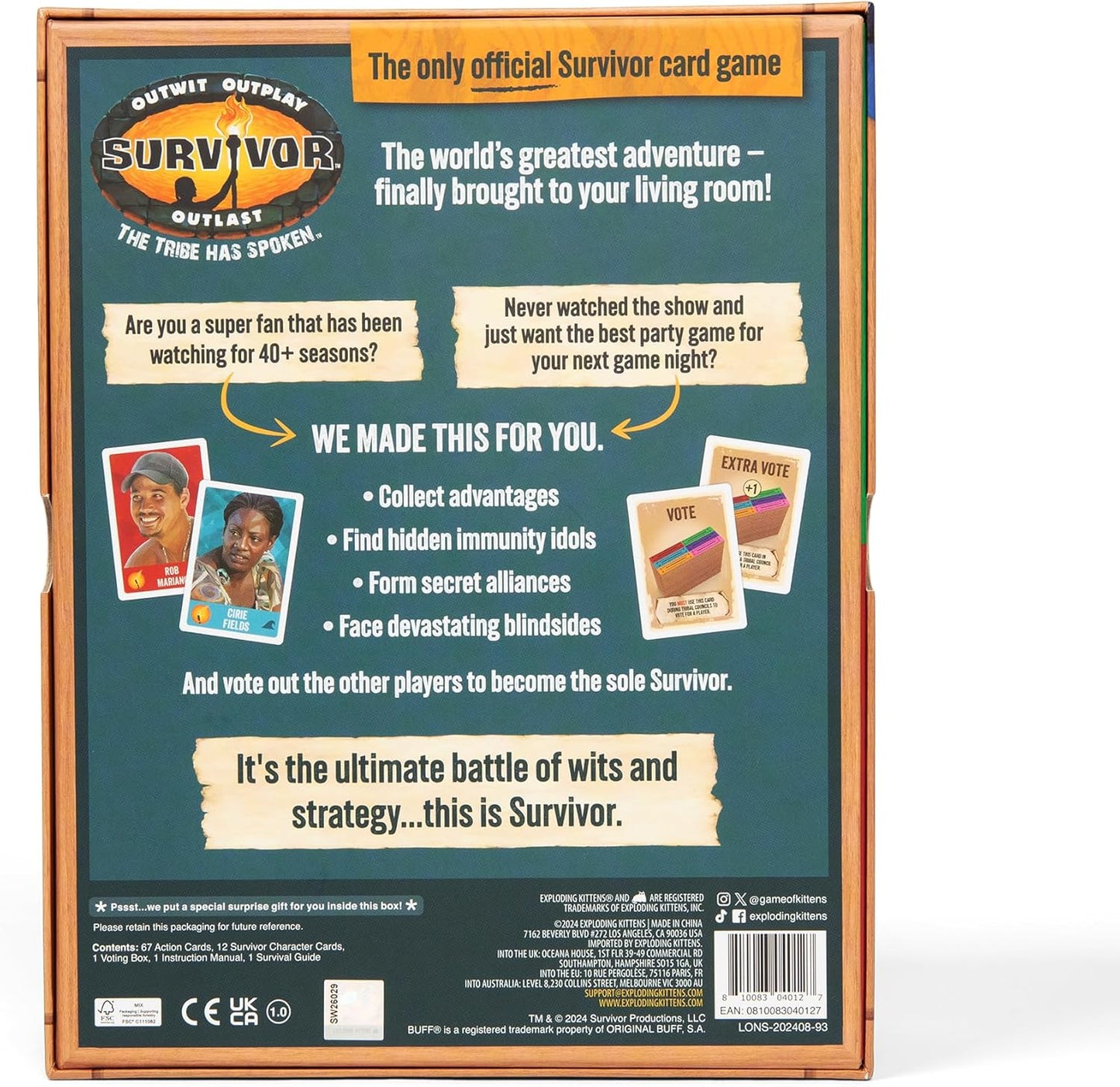 Exploding Kittens Survivor Edition – Ultimate Birthday Gift for Reality TV Fans and Strategy Card Game Lovers
