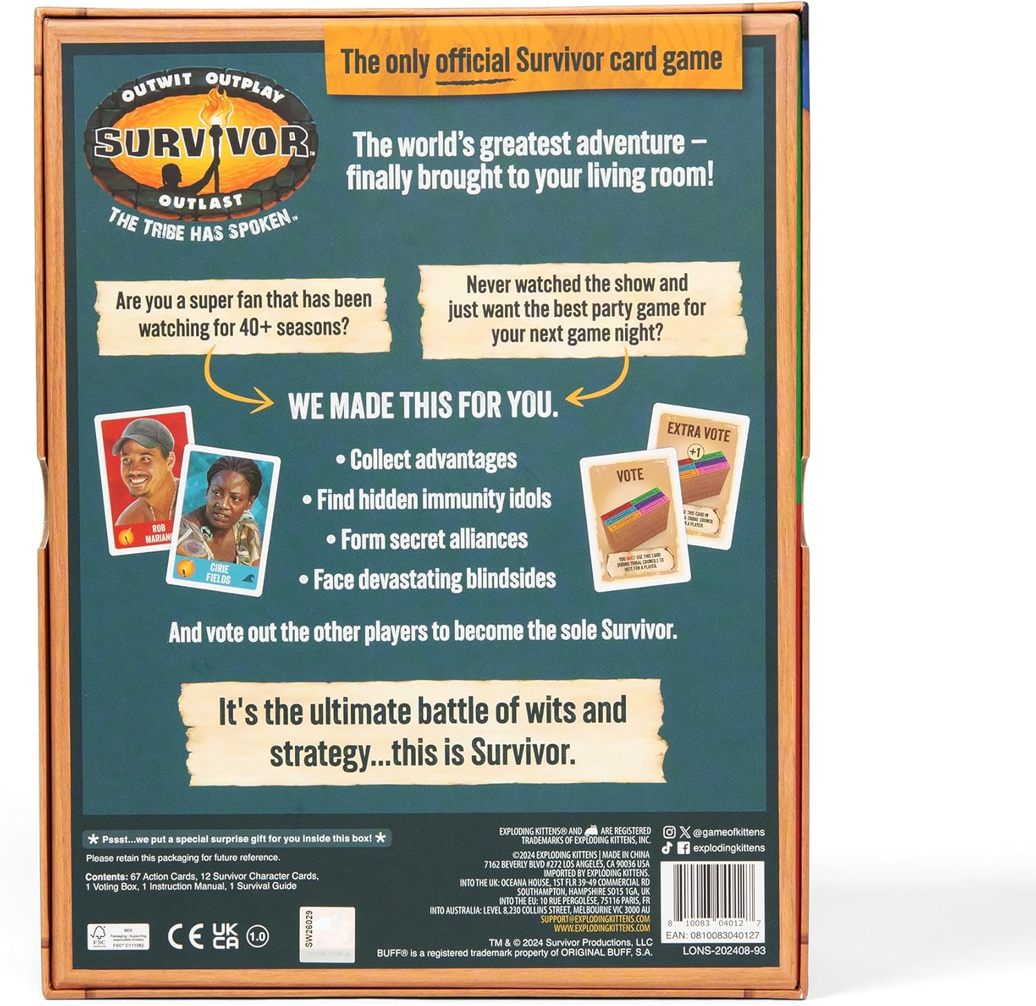Exploding Kittens Survivor Edition – Ultimate Birthday Gift for Reality TV Fans and Strategy Card Game Lovers