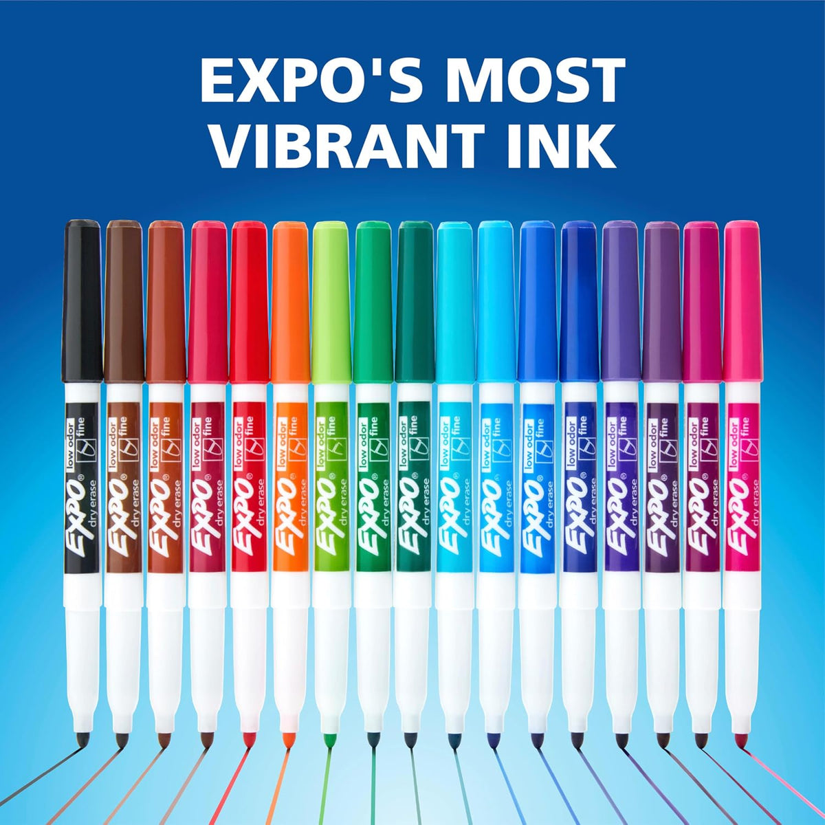EXPO Low Odor Black Dry Erase Markers Fine Tip 36 Pack – Classroom Supplies for K-12 Teachers and Student Lessons