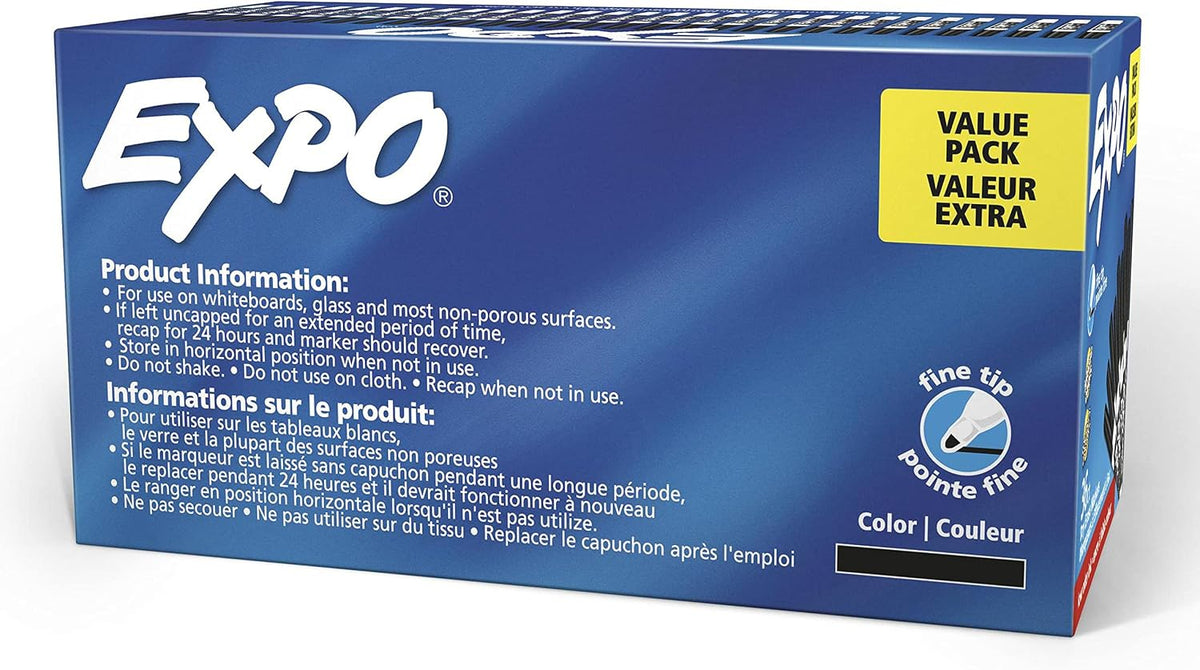 EXPO Low Odor Black Dry Erase Markers Fine Tip 36 Pack – Classroom Supplies for K-12 Teachers and Student Lessons