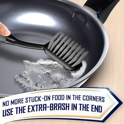 extra-layer strength bristles at the dish brush tip for corner scrubbing