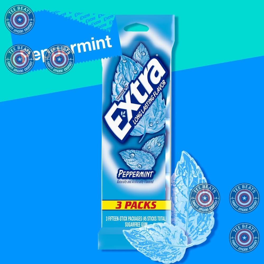 EXTRA Peppermint Sugar Free Gum Library Study Session Focus Aid 45 Sticks