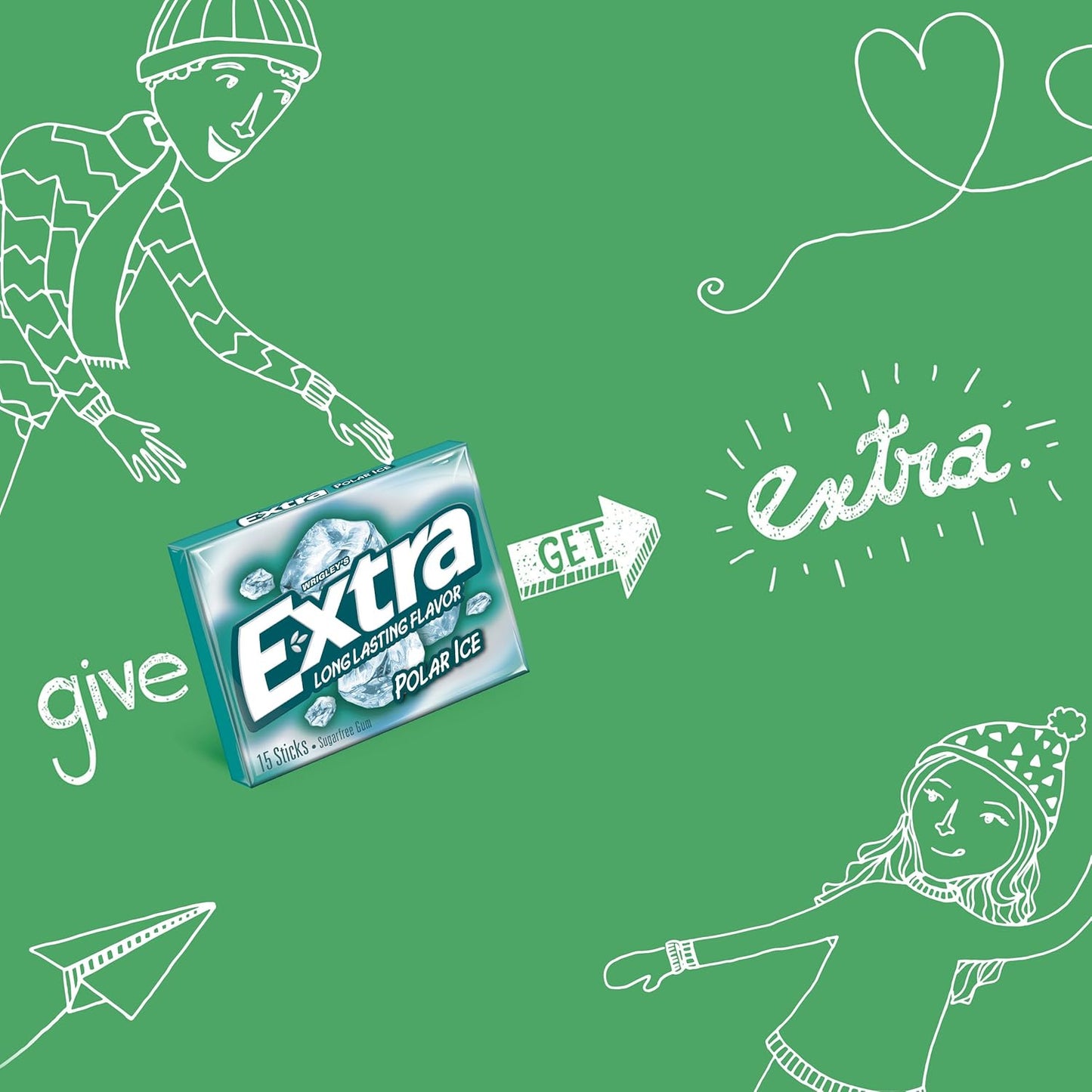 Extra Polar Ice Sugarfree Gum – Travel-Friendly Mint for Road Trips and Commutes, 45 ct