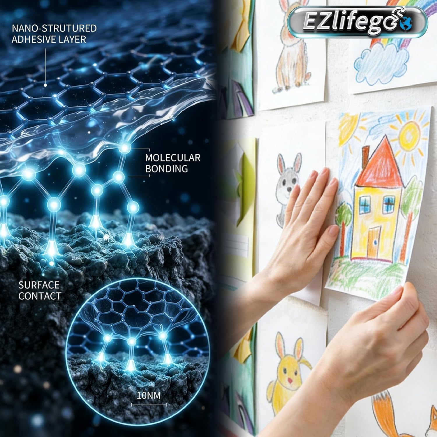 EZlifego Double Sided Tape Heavy Duty for Living Room Gallery Walls, Crystal Clear Mounting for Framed Art and Photo Displays