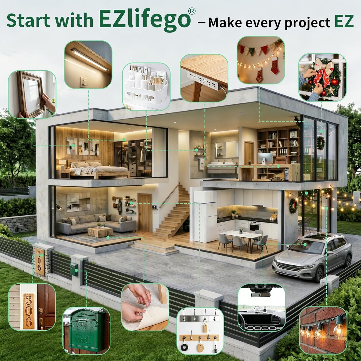 EZlifego Double Sided Tape Heavy Duty for Living Room Gallery Walls, Crystal Clear Mounting for Framed Art and Photo Displays