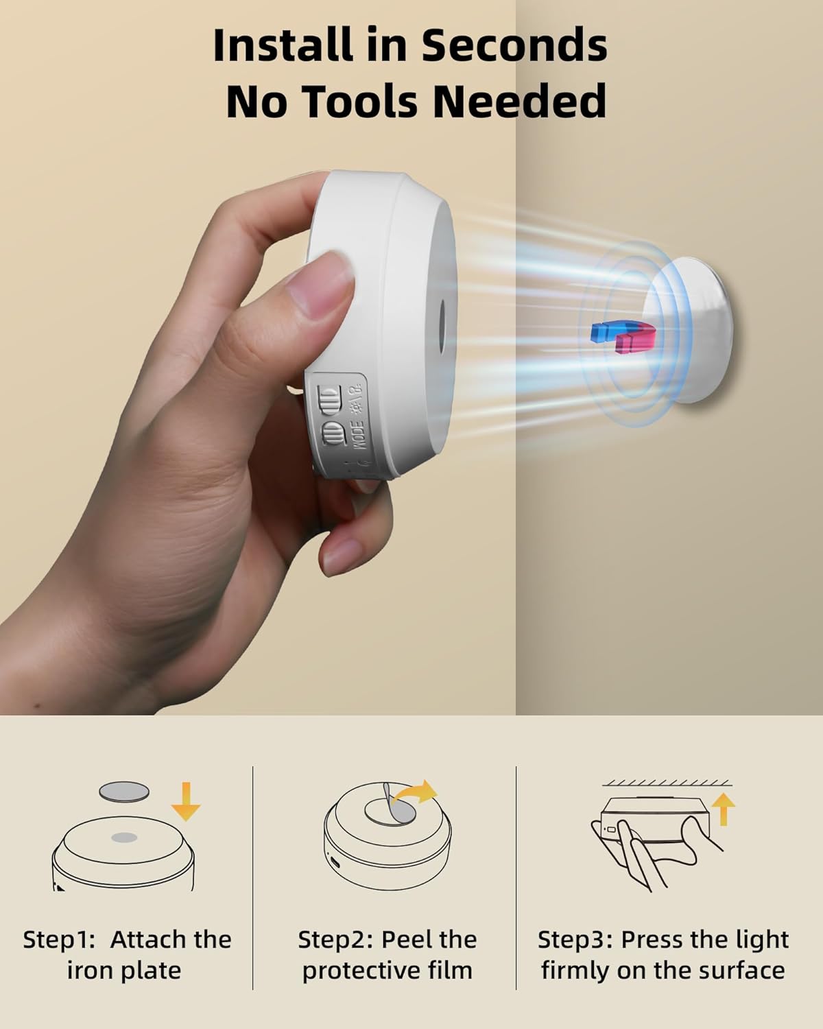 EZVALO Dimmable Puck Lights – Recessed Look Under-Cabinet Lighting Without Wiring or Clutter