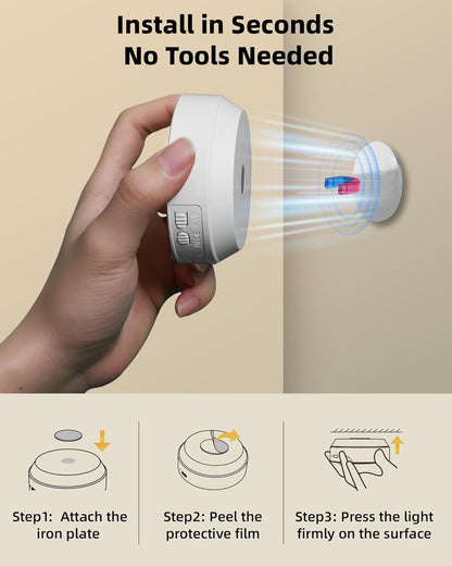 EZVALO Dimmable Puck Lights – Recessed Look Under-Cabinet Lighting Without Wiring or Clutter