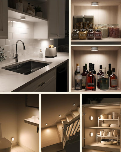 EZVALO Dimmable Puck Lights – Recessed Look Under-Cabinet Lighting Without Wiring or Clutter