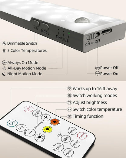 EZVALO Magnetic Under Cabinet Lights with Remote – Set-and-Forget Auto Shutoff for Evening Reading and Focus