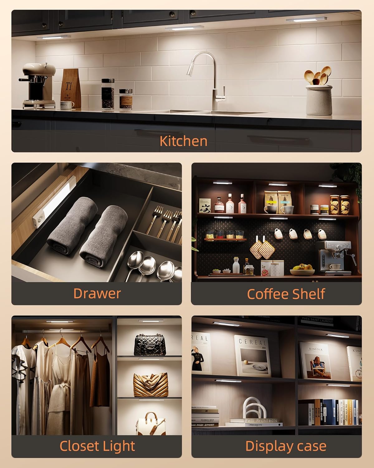 EZVALO Tool-Free Magnetic Light – Clutter-Free Wireless Bar for Capsule Kitchens, Streamlined Closets, and Intentional Living Spaces