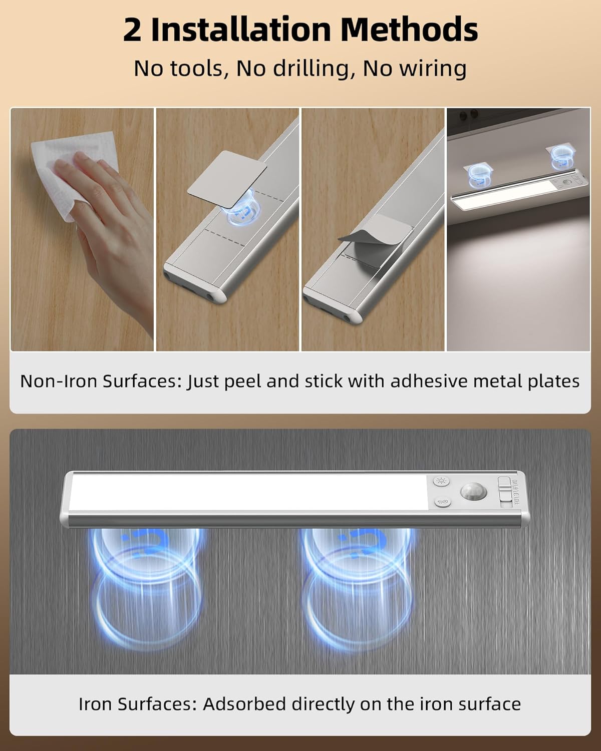 EZVALO Wireless Night Light – Fall-Prevention Motion Lighting for Elderly and Kids, Auto Shutoff Under Cabinet Fixture
