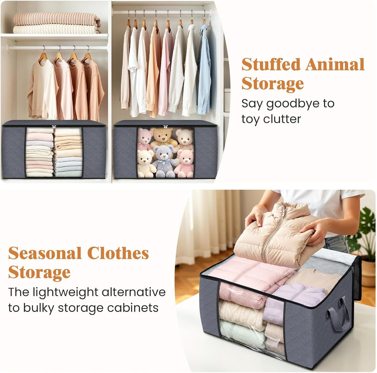 Fab Totes 6 Pack Storage Bags for Kids Rooms – Lightweight Fabric Bins Safe for Toddler Bedrooms